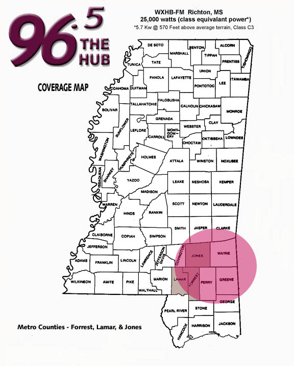 WXHB Coverage Map