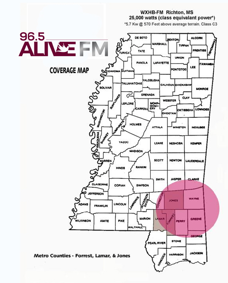 WXHB Coverage Map